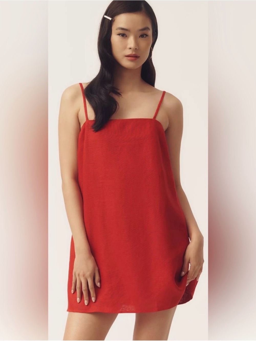 Reformation Aubree Red Linen Dress S
